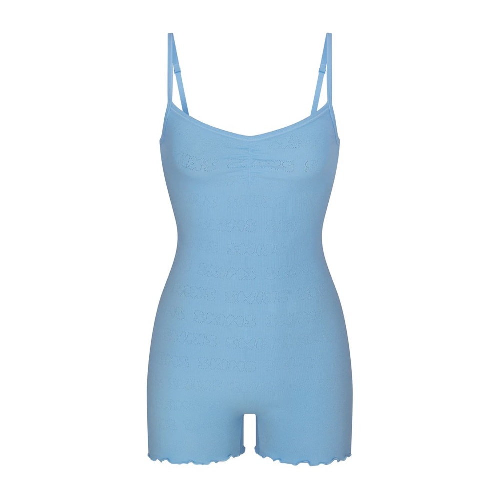 SKIMS logo pointelle onesie NWT baby blue